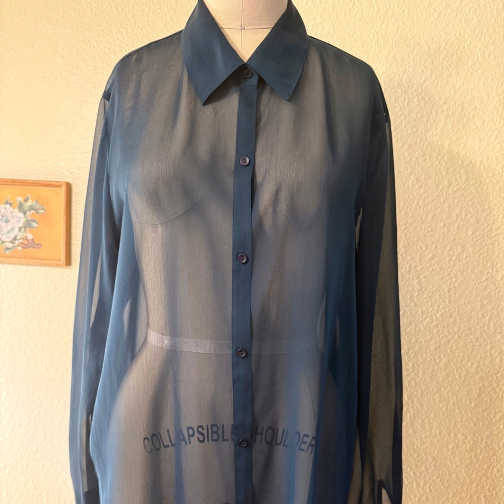 Maggie McNaughton Vintage Sheer Blue Blouse size 1X
